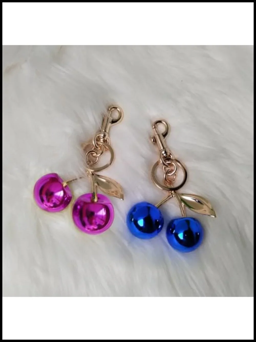 Cherry Charm Keychain for Purses and Bags, Cute Keychain Accessory for Women,